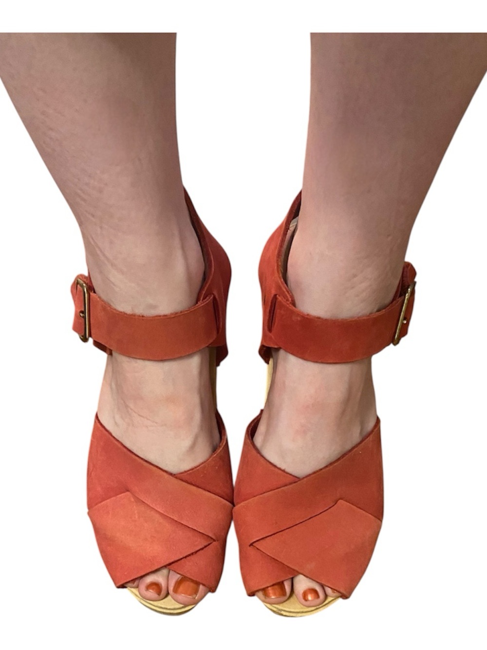 BRYR Studio Gigi Wooden Clog Sandals in Paprika Rust Suede